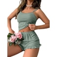 thumbnail image 3 of DYMADE Women Summer Pajama Set 2Pcs Sets Babydoll Ruffle Loungewear Sets Sleepwear, 3 of 4