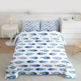 thumbnail image 2 of Feelyou Blue Cartoon Fish Full Size Comforter Sets for Teens, Kawaii Ocean Sealife Bedding Comforter Set, Cute Marine Animal Reversible Bedding Sets, Microfiber Bedroom Decor, 3 Pieces, 2 of 8