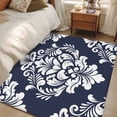 thumbnail image 4 of Navy Blue Boho Area Rugs 2.7'x5', Washable Small Throw Rugs for Kitchen Bedroom, Vintage Classic Bohemia Flower Textured Indoor Outdoor Rug Non-Slip Low Pile Carpet Runner Reversible Floor Mats, 4 of 8