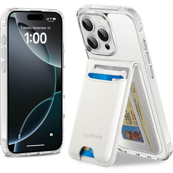 Magsafe Phone Wallet Stand Compatible for iPhone 16/15/14/13/12 Series, Magsafe Wallet Card Holder with Detachable Phone Case for iPhone 16 Pro, 1 Set