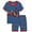 Deep blue train, variant on WIBACKER Cotton 2 Pieces Pajamas for 3-8T Boys Summer Sleepwear Kids Short Sleeve Tops and Shorts Set - Train