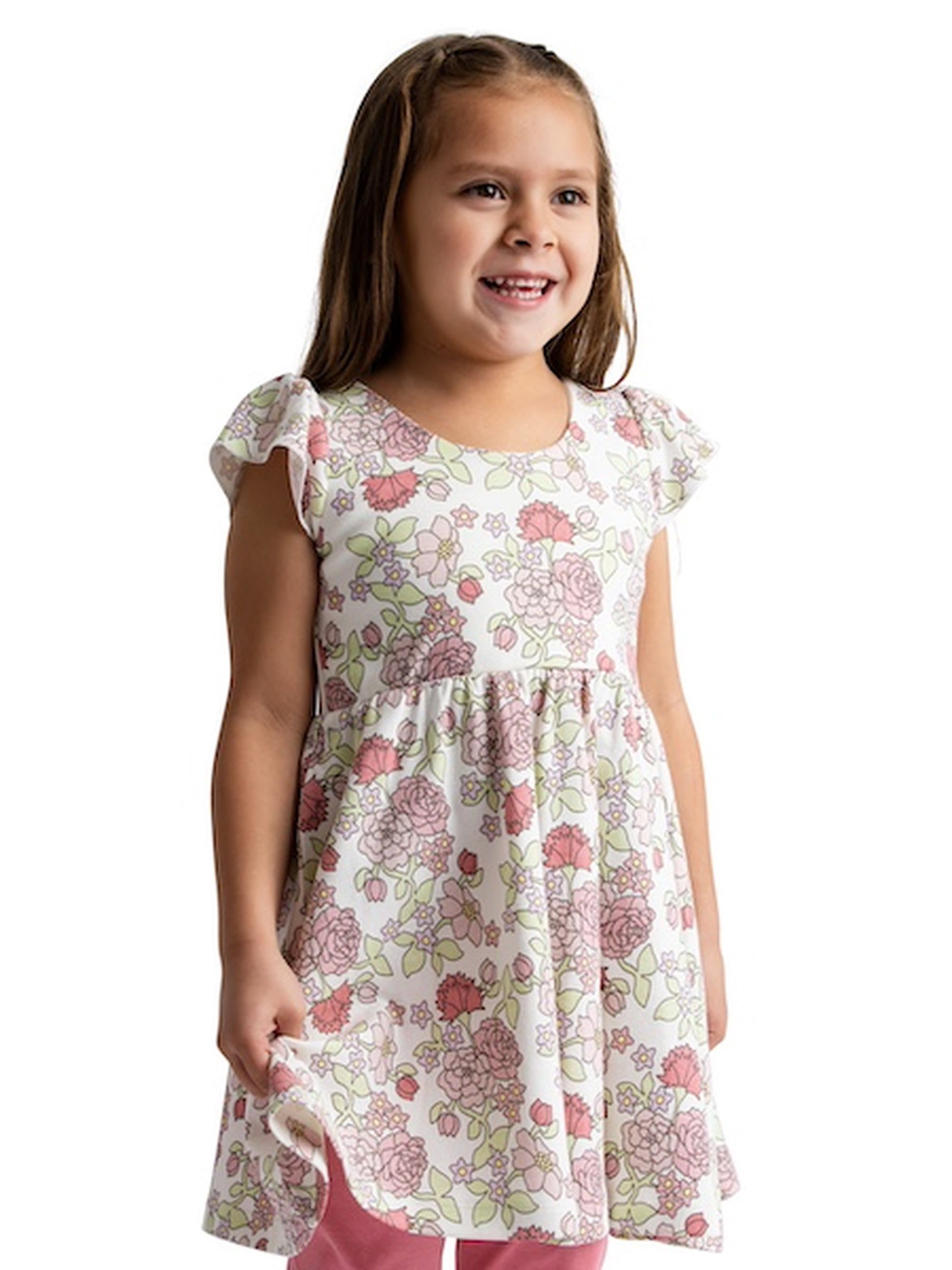 M+A by Monica + Andy Organic Cotton Short Sleeve Let's Dance Dress and Legging Set for Girls, Sizes 12-18M to 5T