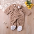 thumbnail image 5 of Mgmyaa Baby Fleece Romper Hooded Jumpsuit With Bear Ears Warm Winter Outfit For Infant Boys Girls 0-12 Months, 5 of 9