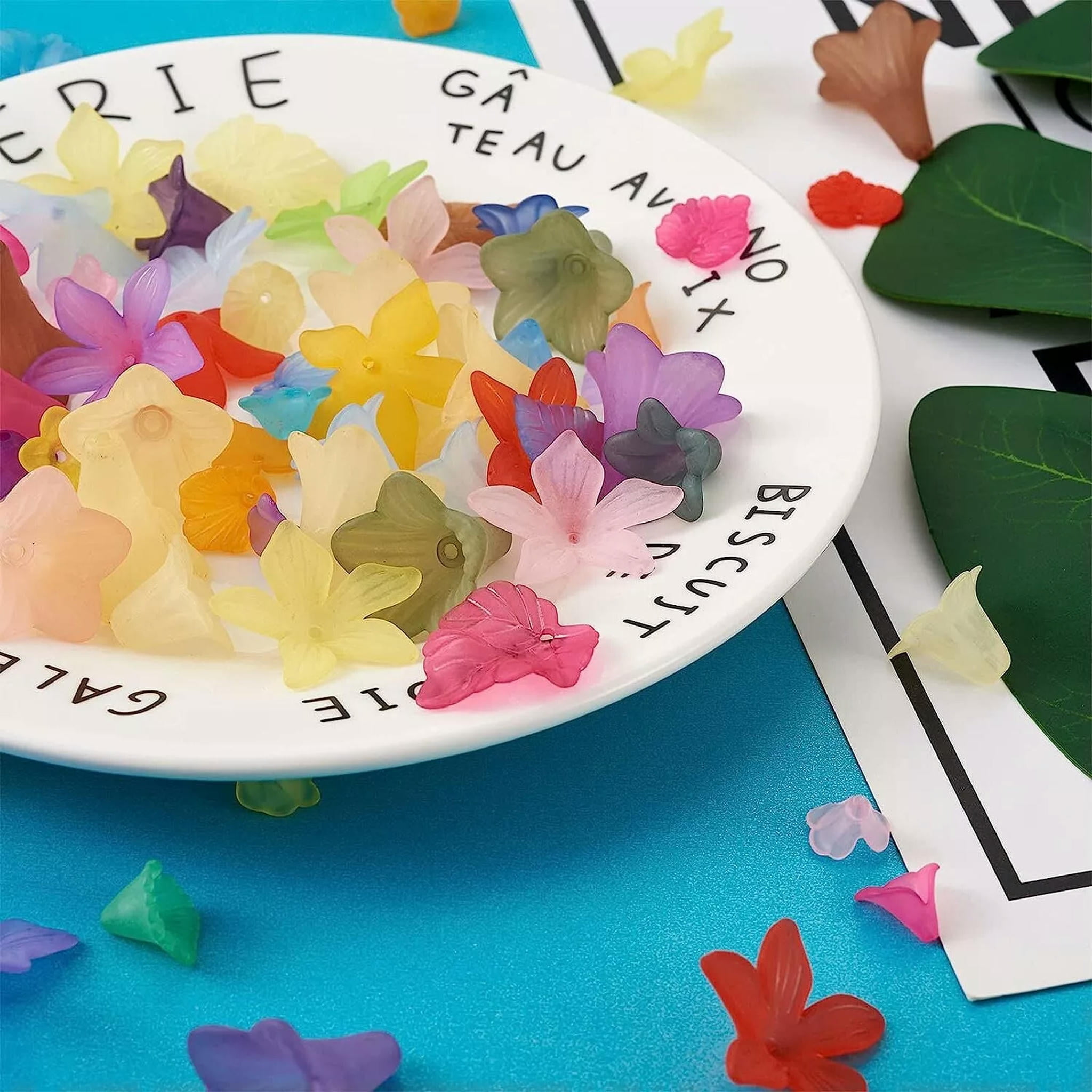 U8MO Flower Beads Frosted Acrylic Assorted Lot Bulk Wholesale Jewelry Supplies 240pc