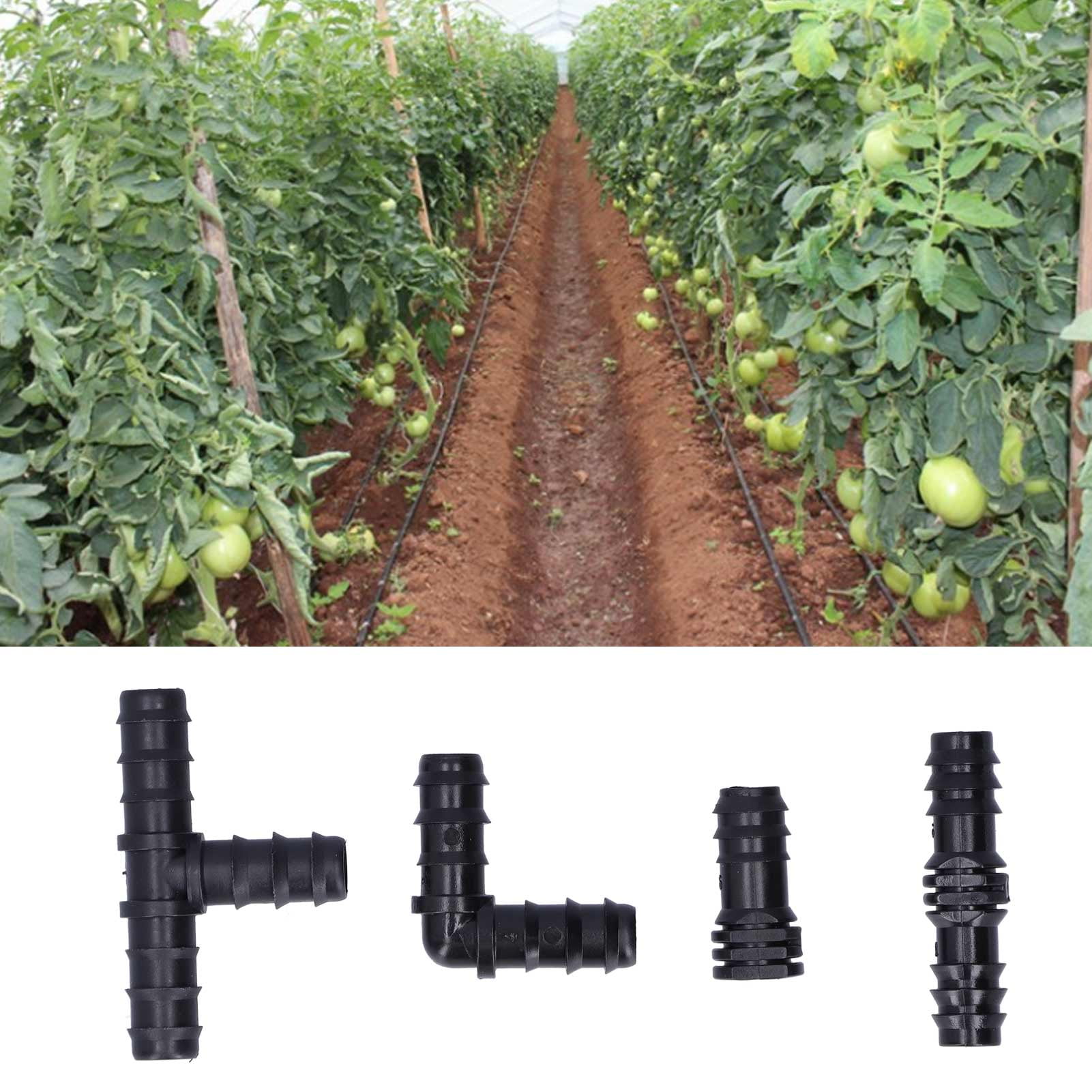 Drip Irrigation Fitting Kit, Drip Irrigation Systems Garden Watering Tool Irrigation Tees Connectors Kit 1/2 Tubing Set  For Gardens