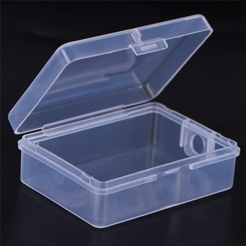 2PCS Small Transparent Plastic Storage Box Clear Square Multipurpose Display NJ 