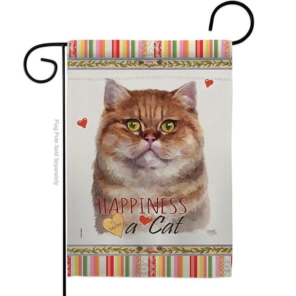13 x 18.5 in. Cat British Short Hair Happiness Double-Sided Decorative Vertical Garden Flag