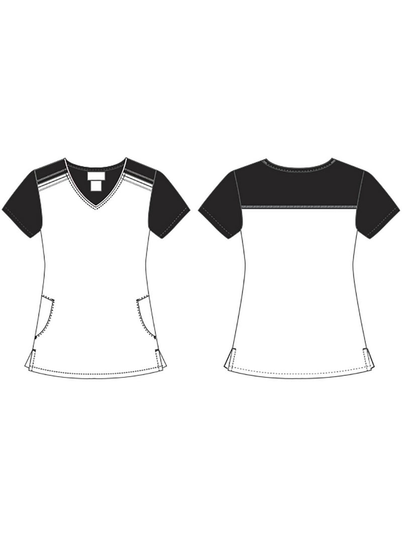 Tooniforms Women's V-Neck Scrubs Top TF639 - Short Sleeve Medical Uniform With Side Angled Pockets, 26" Length