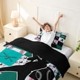 thumbnail image 3 of Castle Fairy Baseball Collage Twin Duvet Cover, Sport Theme Checkered Twin Bedding, Teal Red Black,Black Reversible,2pcs,1 Duvet Cover and 1 Pillowcase, 3 of 6