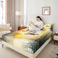 thumbnail image 4 of Manfei Rustic Mallard Duck Bed Sheets,Fly Animal King Sheets,Orange Sunset Sheet Set For Men Women,Breathable Home Decor,4-Piece, 4 of 7