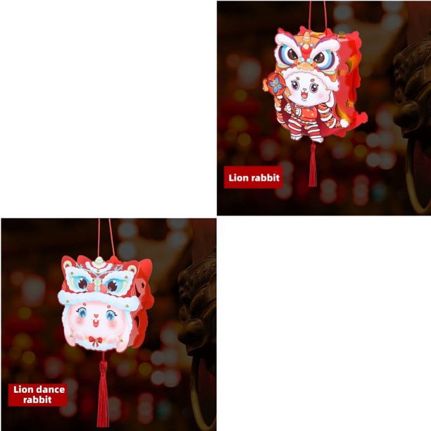 Chinese New Year Decoration,Year Of The Rabbit Lantern,Festival Lunar New Year Decor,Happy New Year,Spring Festival,Handmade Lanterns,Making DIY Materials,Kindergarten Portable Luminous,Paper Lanterns