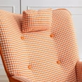 thumbnail image 6 of 35" Upholstered Rocking Chair with Ottoman, Wingback Glider Rocker Nursery Chair with Padded Headrest and Solid Wood Base, Leather Fabric Accent Chair Reading Chair for Living Room, Bedroom, Orange, 6 of 7