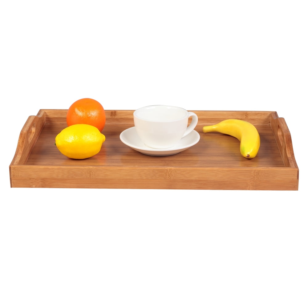 Lowestbest Tea Tray, Bar Tray, Serving Tray, Serving Platters Bamboo, Tray for Dinner Trays, Wooden Tray with Handles, Breakfast Tray, Parties, Bed Tray