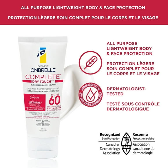 Ombrelle Dry Touch SPF 60 Sunscreen, Face & Body