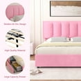 thumbnail image 5 of VECELO Queen Size Bed Frame with 4 Storage Drawers, Upholstered Platform Bed Frame with Adjustable Headboard, Wood Slat Support/Easy Assembly, Pink, 5 of 10