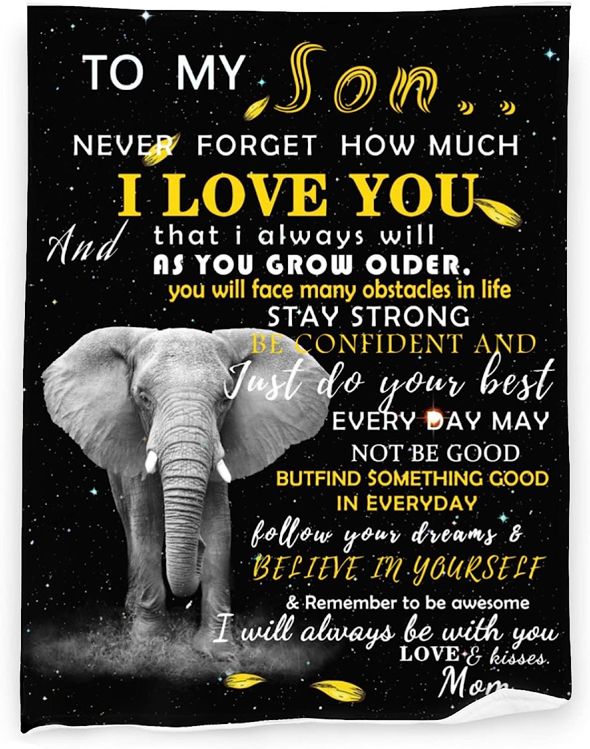 to My Son Elephant Throw Blanket Soft Lightweight Warm Flannel Comfort