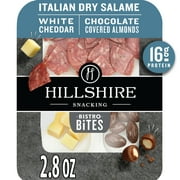 Hillshire Snacking Bistro Bites Italian Dry Salami, White Cheddar Cheese and Chocolate Covered Almonds Snack Kit, 2.8 oz