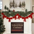 thumbnail image 6 of Gmogad 6FT Velvet Bow Christmas Garland Pre-Assembled Hanging Ribbon Garland for Mantel Fireplace Door Window Frame Holiday Party Indoor Outdoor Home Decoration Elegant Xmas Ornament Display, 6 of 6