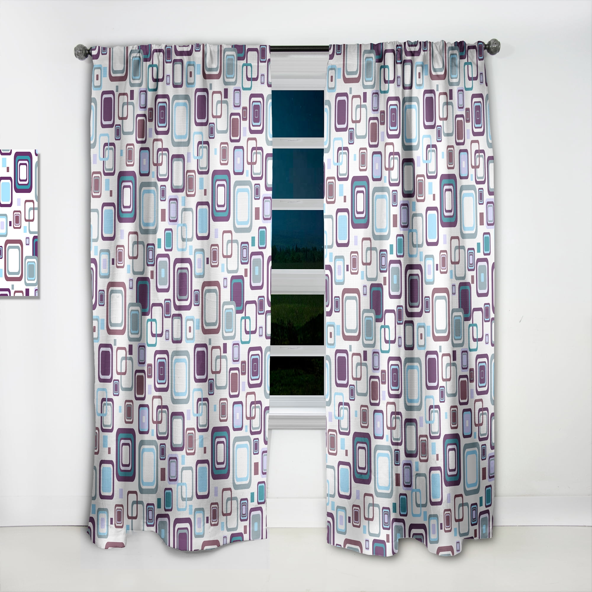 Designart 'Square Retro Design I' Mid-Century Modern Curtain Panel