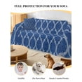 thumbnail image 4 of Dark Blue Morocco Sofa Covers for 2-3 Cushion Couch L-Shaped Sectional, Ethnic Abstract Geometric Quatrefoil Grid Washable Sofa Covers Slipcover for Living Room, Couch Cover Blanket 71"x134", 4 of 9