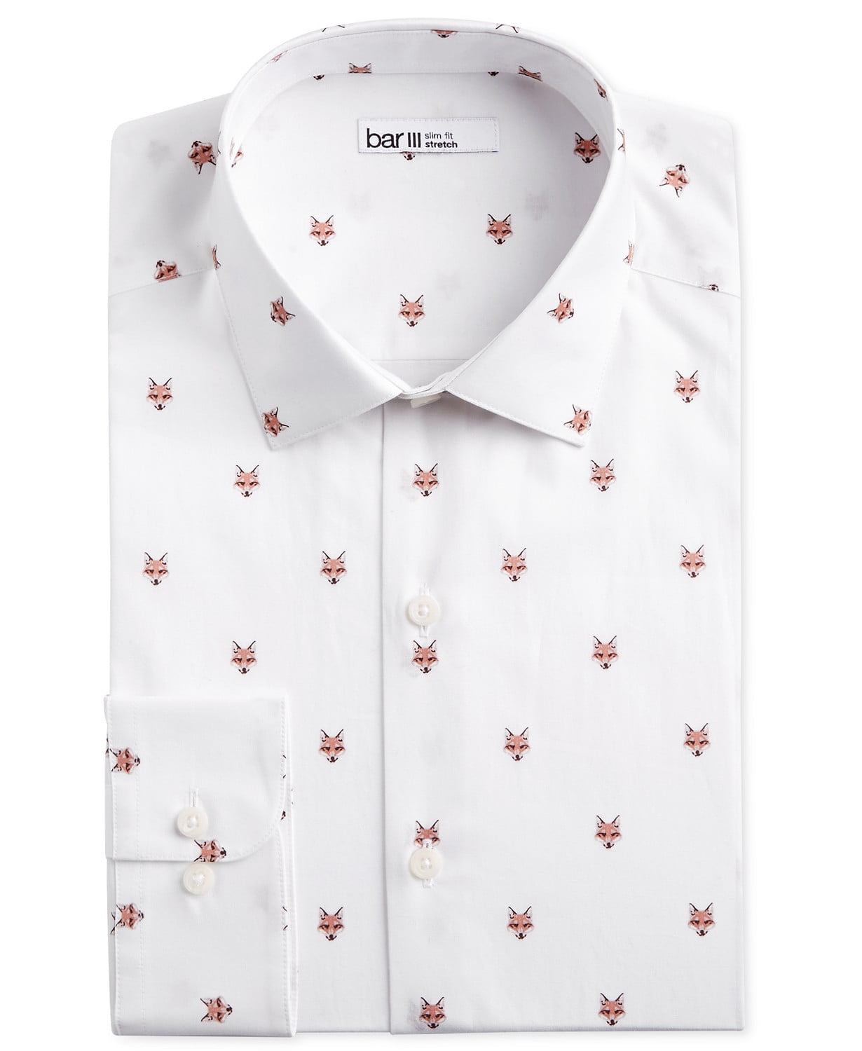 Bar III Mens Dress Shirt Fox Head Print 