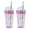 Clear&Hot Pink, variant on 16oz Double Wall Acrylic Tumbler Cups with Dome Lids and Straws, Glitter Confetti Cold Drink Cups, Set of 2, Blue