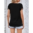 thumbnail image 7 of Deago Women's Summer Tops Casual V Neck T Shirts Pleated Short Sleeve Shirts Loose Fit Flowy (Black, M), 7 of 7