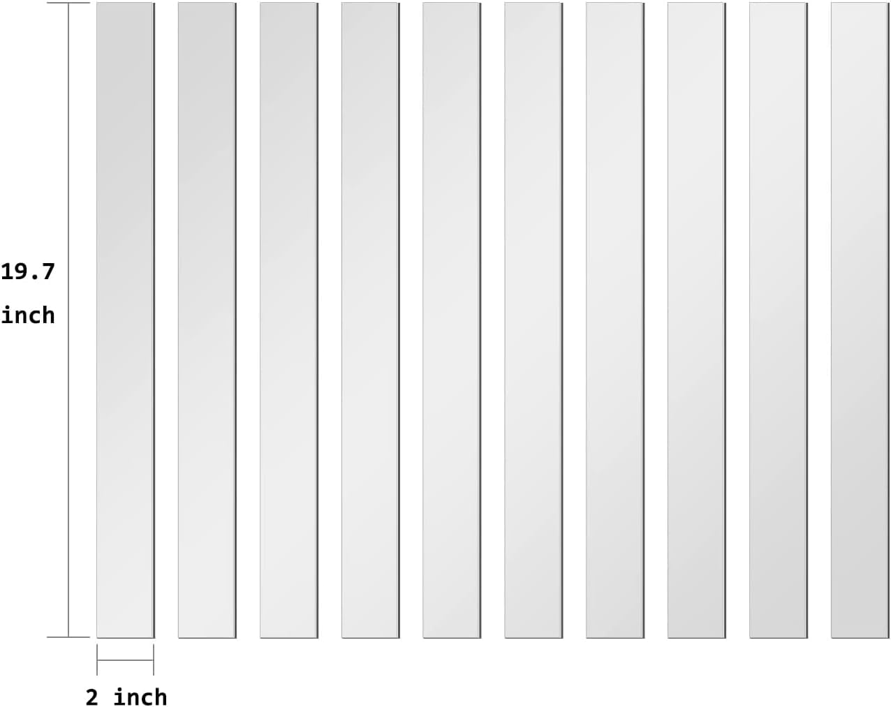 Mirror Tiles, 2''x20'' Mirror Tiles Self Adhesive Stripe Wall Mirror Stickers (Not Glass) Removable Plastic Mirrors for Wall, Frameless Mirror Sheets for Home Living Room Bedroom DIY Decor (10Pcs)