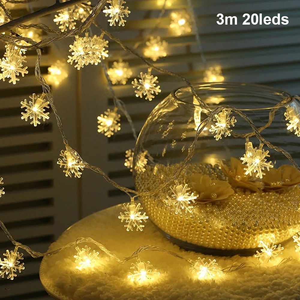 Fairy 20LED Snowflake String Curtain Window Light Christmas Wedding Party Decor 