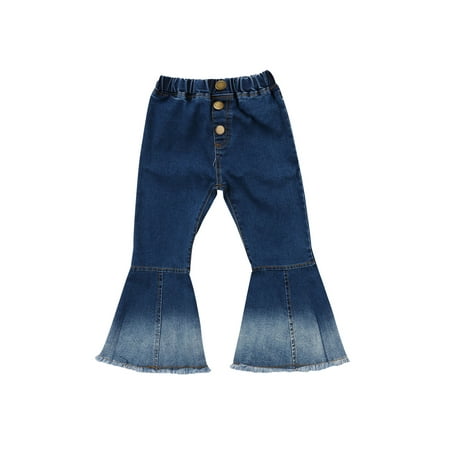 

Kids Baby Girls Bell-Bottoms Jean Long Pants Denim Wide Leg Jeans Trousers