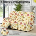 thumbnail image 2 of COEQINE Reclining Sofa Cover Heavy Duty Couch Protector 8 Pieces Recliner Cover 3 Seater Washable Lazy Boy Recliner Chair Slipcover for Pets, Dogs, Cats, Yellow Floral, 2 of 8
