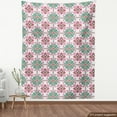 thumbnail image 4 of Floral Upholstery Fabric by the Yard, Rhythmic Eastern European Flower Mosaic Tiles Inspired Motifs, Decorative Fabric for DIY and Home Accents, Jade Green Pale Fuchsia by Ambesonne, 4 of 5