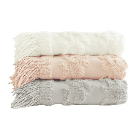 Home Essence Mila 100 Percent Cotton Tufted Throw Blanket, 50