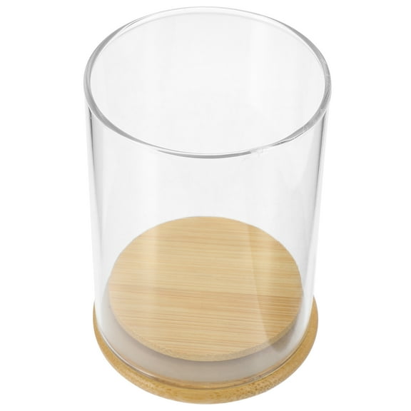 Raindrops Clear Glass Candle Cover with Bamboo Base for Protection and Safe Transparent Glass Shades 1 Set