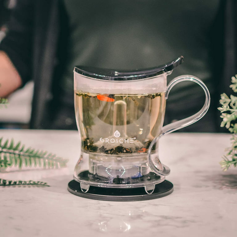 GROSCHE Aberdeen PERFECT TEA MAKER Tea pot with coaster, Tea Steeper, Easy  Tea Infuser, 17.7 oz. 525 ml, EASY CLEAN Tea Steeper, BPA-Free - BLACK