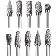 thumbnail image 1 of Brocas de tallado de carburo de tungsteno de doble corte para herramienta rotativa, juego de 10 fresas rotativas con vástago de 1/8 de pulgada y cabezal de molienda de 1/4 de pulgada para br, 1 of 5
