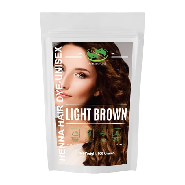 1 paquete de tinte/tinte para cabello y barba de henna marrón claro 100 gramos - Tinte para el cabello natural a base de plantas - The Henna Guys