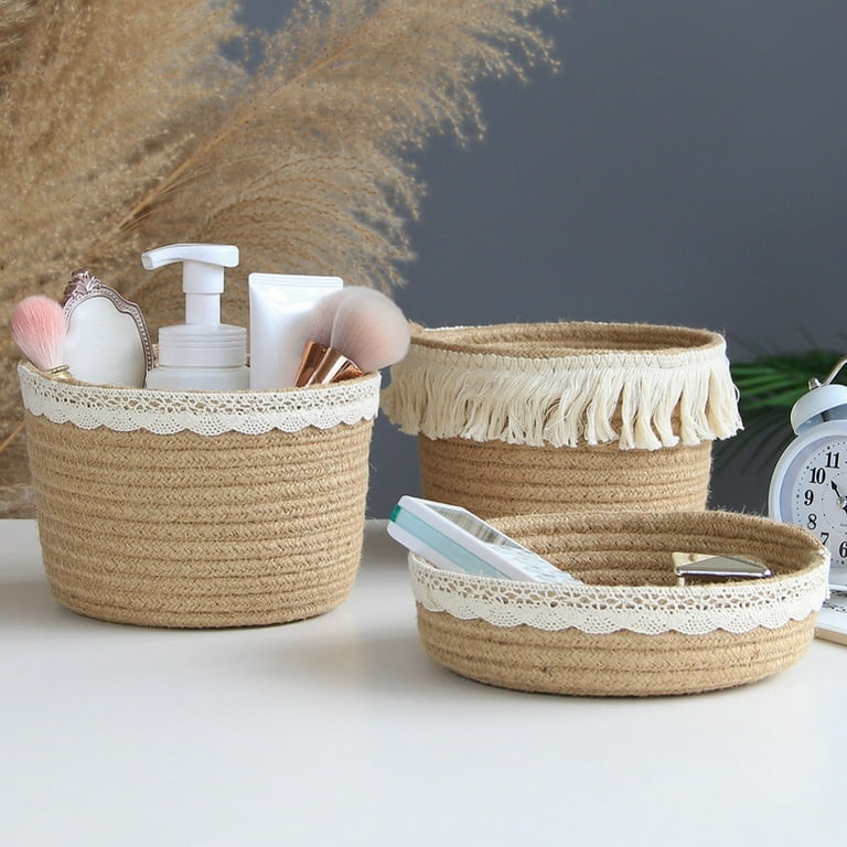 Bathroom Decor Basket, Cotton Woven Decorative Boxes for