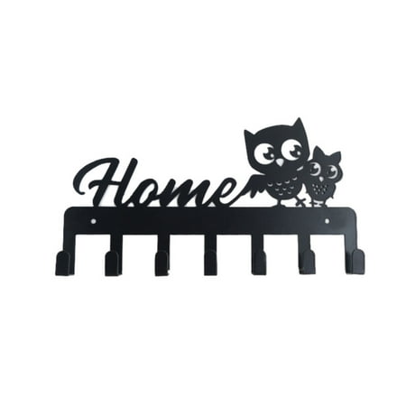

Keys Holder for Wall Metal Vintage Owl Keys Hook Home Decor Key Hanger Decorative With 7 Hooks Black A