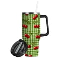 thumbnail image 2 of 30oz insulated car cup with handle and straw suitable for all ages Stainless steel vacuum insulated cup. Inspiration Cherry Painting, 2 of 10