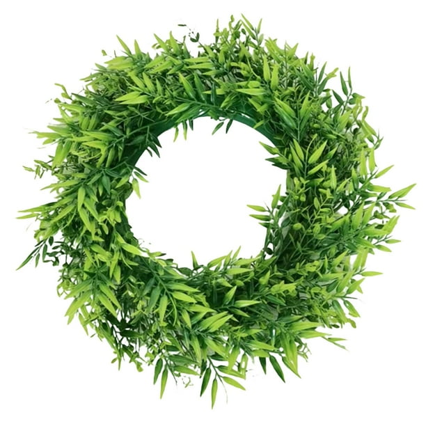 Guirnalrtificial Hojas Verdor Guirnalda Pared Granja Guirnalda para puerta principal Decoración de pared Boda , 49cm Sunnimix Corona de puerta delantera