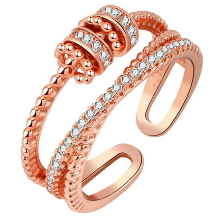 Younar Anxiety Rings for Women Men | Anti Anxiety Spinner Fidget Rings Infinite Elements | Rose Gold & White Gold Spinning Copper Band Rings for Stress Relief