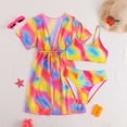 thumbnail image 3 of Confree For Girls Summer 3 Piece Swimsuit Graphic Print Bathing Suits Vacation Cute Comfortable Little Girls Swimwear Size 10-11 Years Pink, 3 of 5
