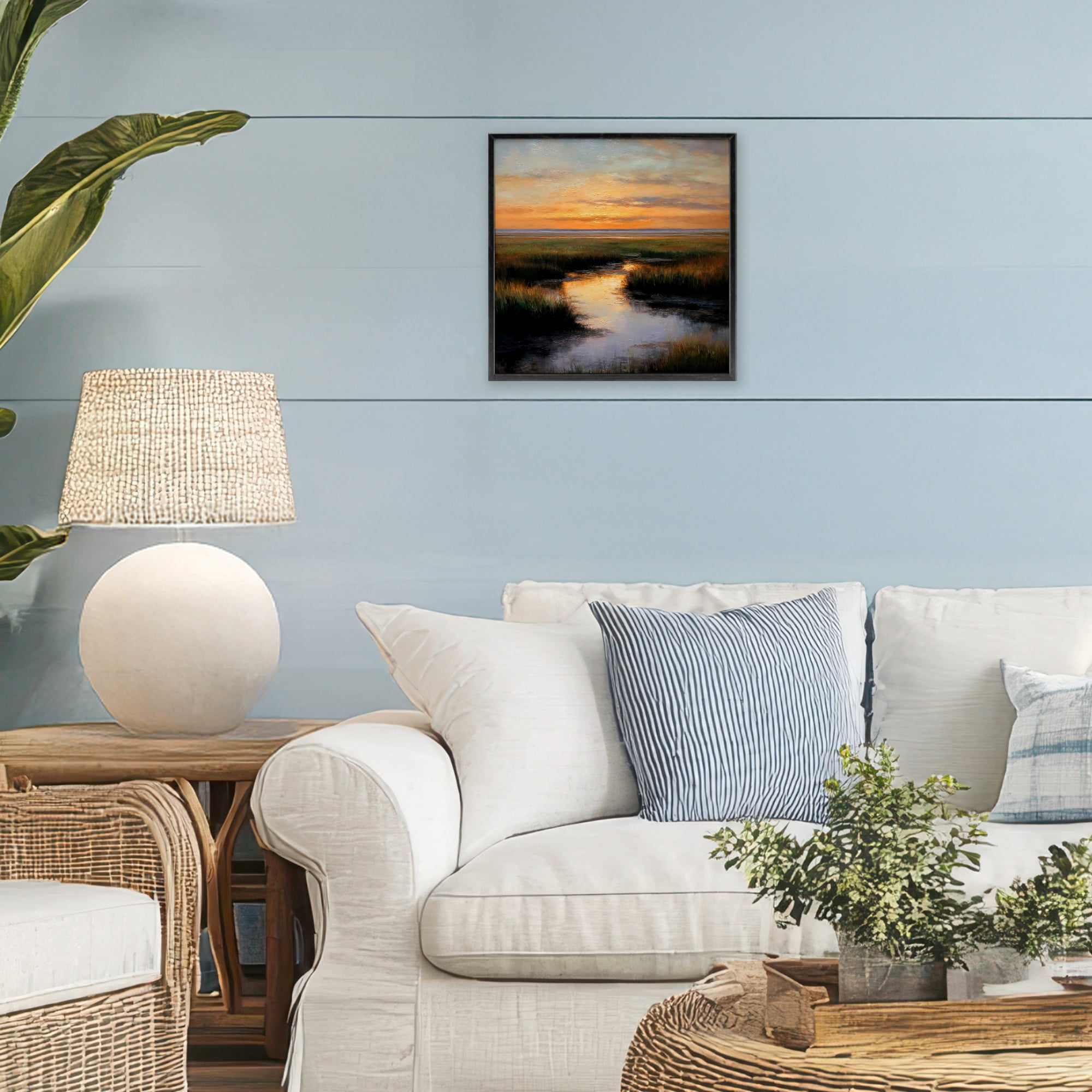 Stupell Industries Warm Marshland Sunset Black Framed Giclee Art, design by Petal Prints Design
