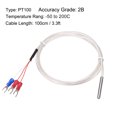 thumbnail image 2 of Unique Bargains PT100 RTD Temperature Sensor Probe Three-wire System 100cm(3.3ft), 2 of 4