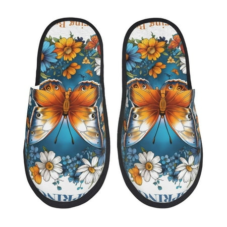 

Tideii Spring Butterfly Flowers for Home Indoor Cotton Slippers Autumn and Winter EVA Plush Slippers Household Supplies Unisex-Medium