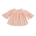 thumbnail image 1 of Robe Décontractée à Boutons à Épaules Dénudées Évasée à Manches Longues pour Tout-Petites Filles, Robe de Princesse Mignonne, 1 of 7