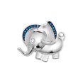 thumbnail image 1 of Sterling Silver Womens Blue Color Enhanced Diamond Elephant Charm Pendant 1/10 Cttw, 1 of 1