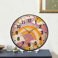 thumbnail image 4 of Yayeee Wall Clock Battery Operated 9.5" Silent Quartz Non-Ticking for Living Room Decor, Purple Retro Rainbow, 4 of 8