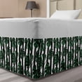 thumbnail image 1 of Jungle Foliage Bed Skirt, Pattern of Monstera Leaves on Vertical Brushstroke Stripes, Elastic Bedskirt Dust Ruffle Wrap Around for Bedding Decor, 4 Sizes, Charcoal Grey Green, by Ambesonne, 1 of 2